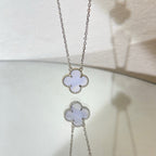 Loco CLOVER 15MM BLUE CHALCEDONY NECKLACE SILVER
