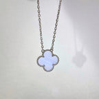 Loco CLOVER 15MM BLUE CHALCEDONY NECKLACE SILVER