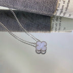 Loco CLOVER 15MM BLUE CHALCEDONY NECKLACE SILVER