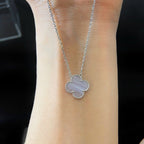 Loco CLOVER 15MM BLUE CHALCEDONY NECKLACE SILVER