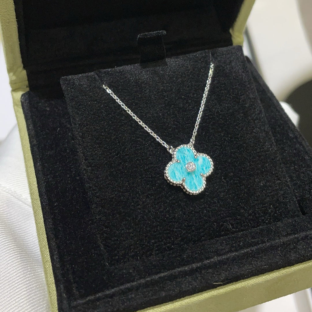 Loco CLOVER 15MM DIAMOND SVRES PORCELAIN  NECKLACE SILVER
