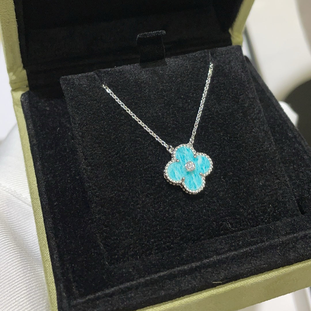 Loco CLOVER 15MM DIAMOND SVRES PORCELAIN  NECKLACE SILVER