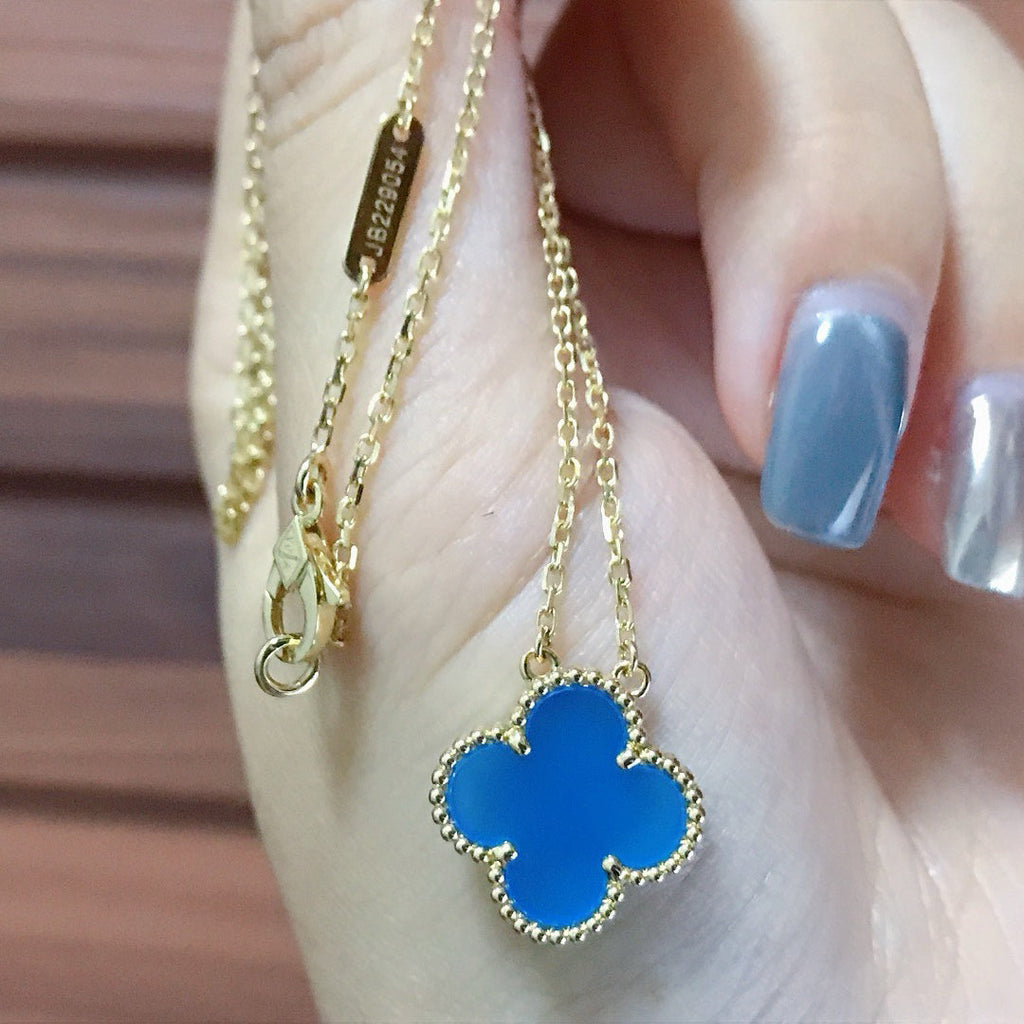 Loco CLOVER 15MM BLUE AGATE NECKLACE
