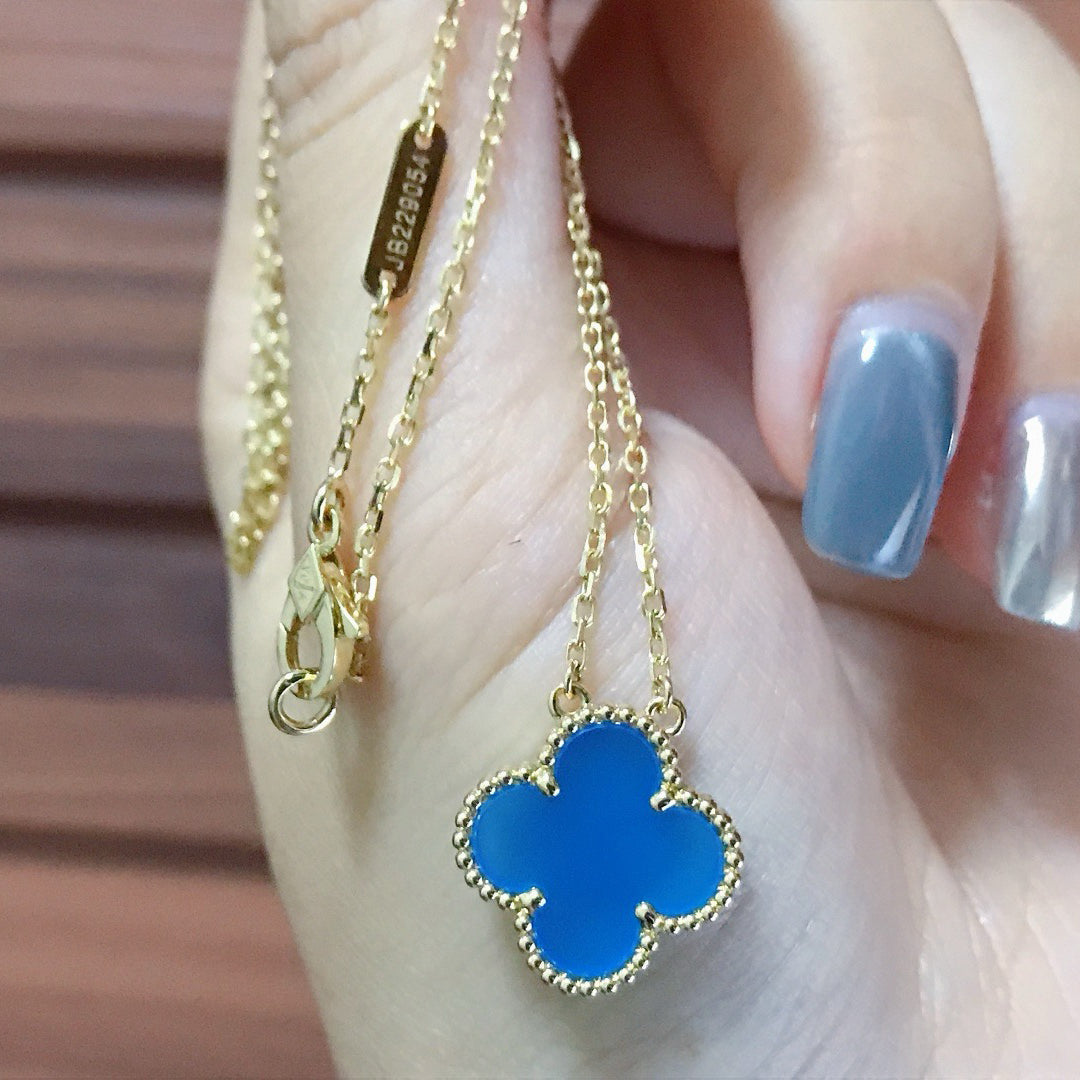 Loco CLOVER 15MM BLUE AGATE NECKLACE