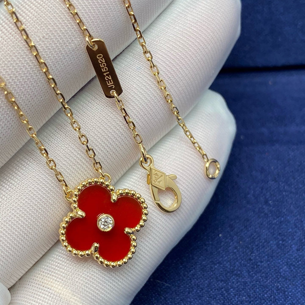 Loco CLOVER 15MM DIAMOND CARNELIAN NECKLACE