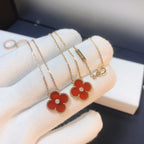 Loco CLOVER 15MM DIAMOND CARNELIAN NECKLACE