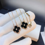 Loco CLOVER 15MM DIAMOND ONYX NECKLACE