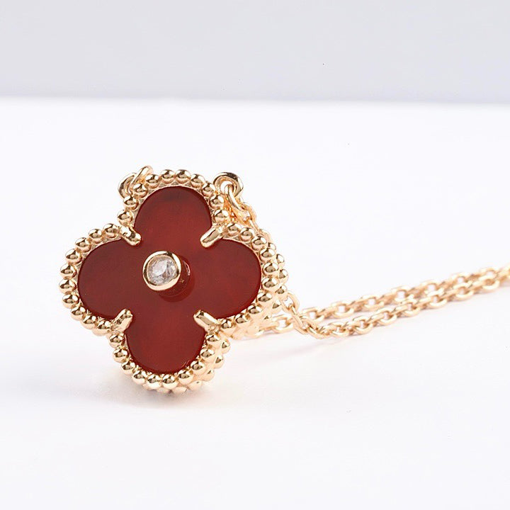 Loco CLOVER 15MM DIAMOND CARNELIAN NECKLACE