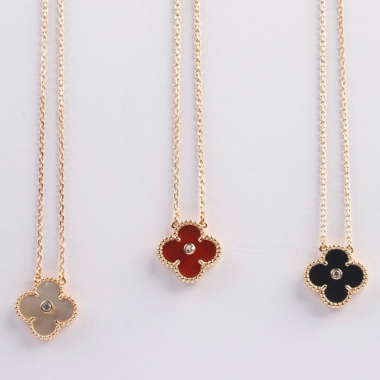 Loco CLOVER 15MM DIAMOND CARNELIAN NECKLACE