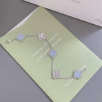 [Loco ]New  CLOVER 5 MOTIF PURPLE CHALCEDONY BRACELET COLLECTION