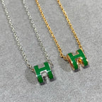 Loco POP H GREEN NECKLACE SILVER AND GOLD