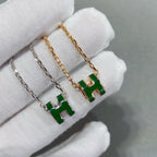 Loco POP H GREEN NECKLACE SILVER AND GOLD