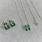 Loco POP H GREEN NECKLACE SILVER AND GOLD