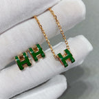 Loco POP H GREEN NECKLACE SILVER AND GOLD