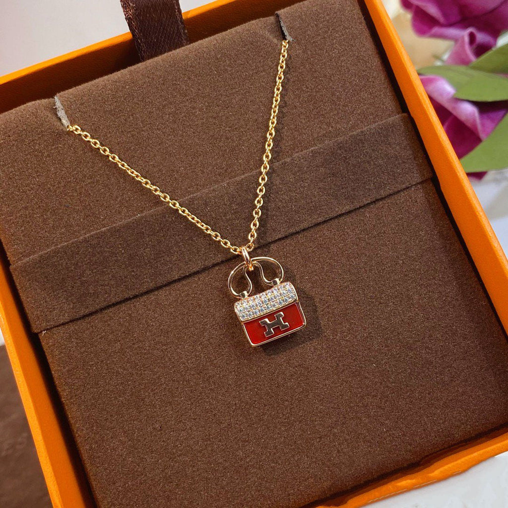 Loco CONSTANCE RED PEDANT PINK GOLD NECKLACE