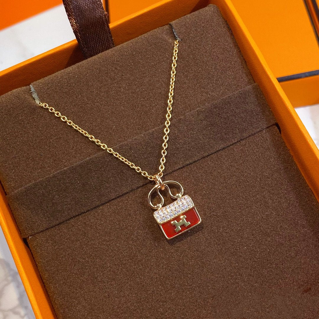 Loco CONSTANCE RED PEDANT PINK GOLD NECKLACE