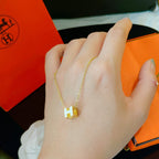 Loco H WHITE SQUARE GOLD NECKLACE