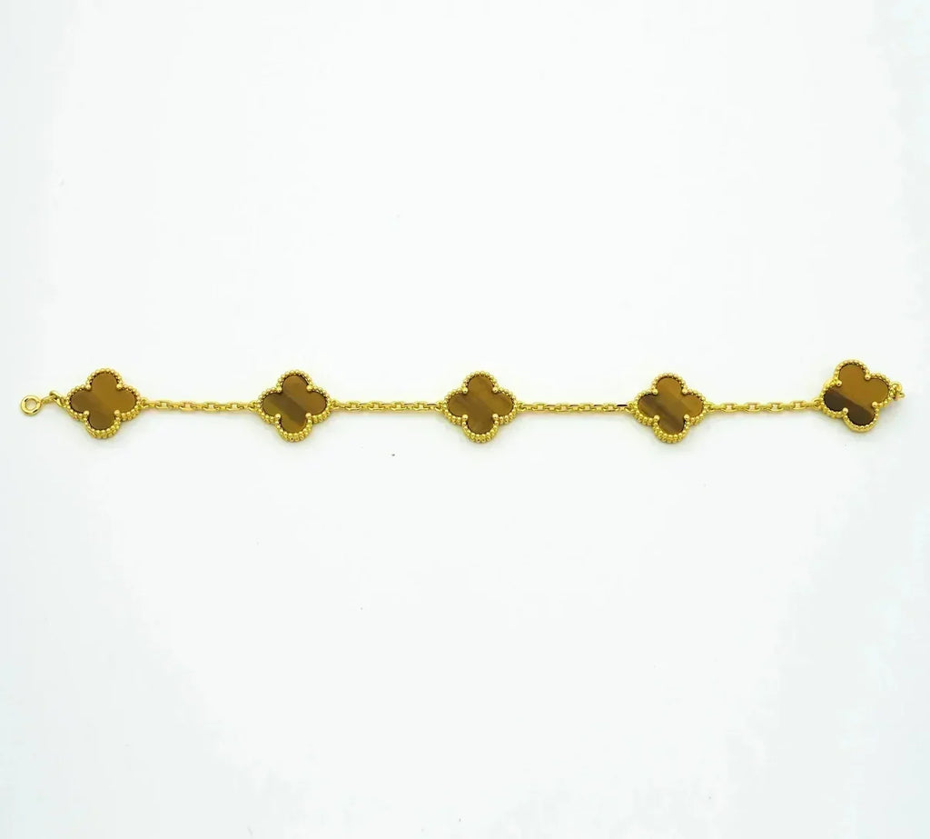 [Loco ]New  CLOVER 5 MOTIFS TIGER EYE BRACELET COLLECTION