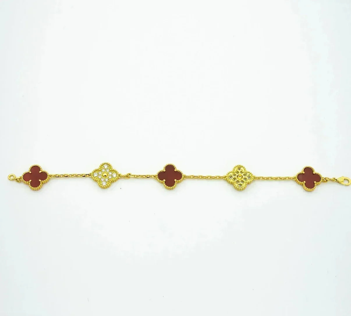 [Loco ]New  CLOVER 5 MOTIF RED CORNELIAN BRACELET COLLECTION