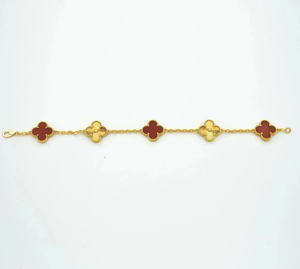 [Loco ]New  CLOVER 5 MOTIF RED CORNELIAN BRACELET COLLECTION