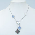 Loco CLOVER MOP CHALCEDONY NECKLACE SILVER 6 MOTIF