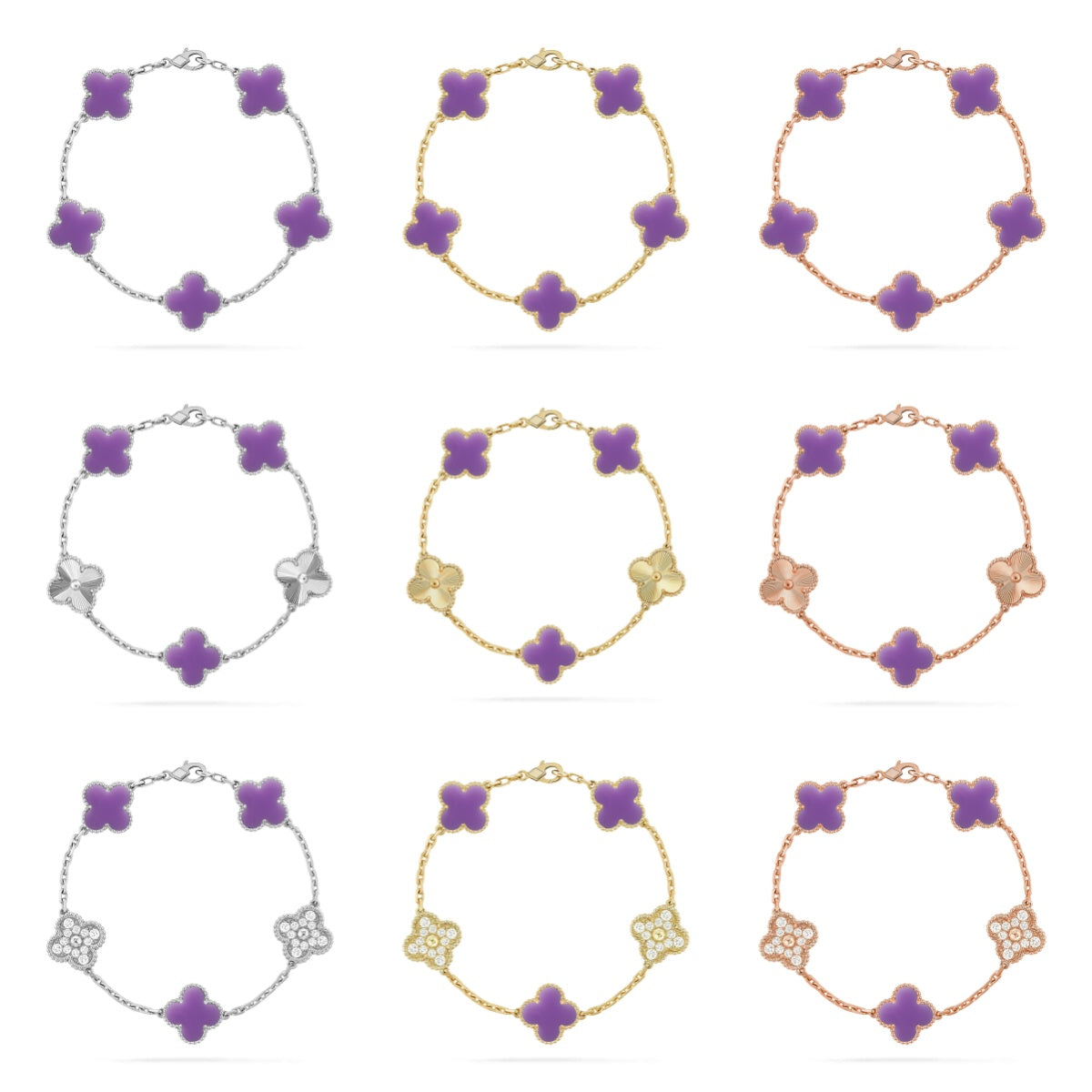 [Loco ]New CLOVER 5 MOTIF LIGHT PURPLE BRACELET COLLECTION