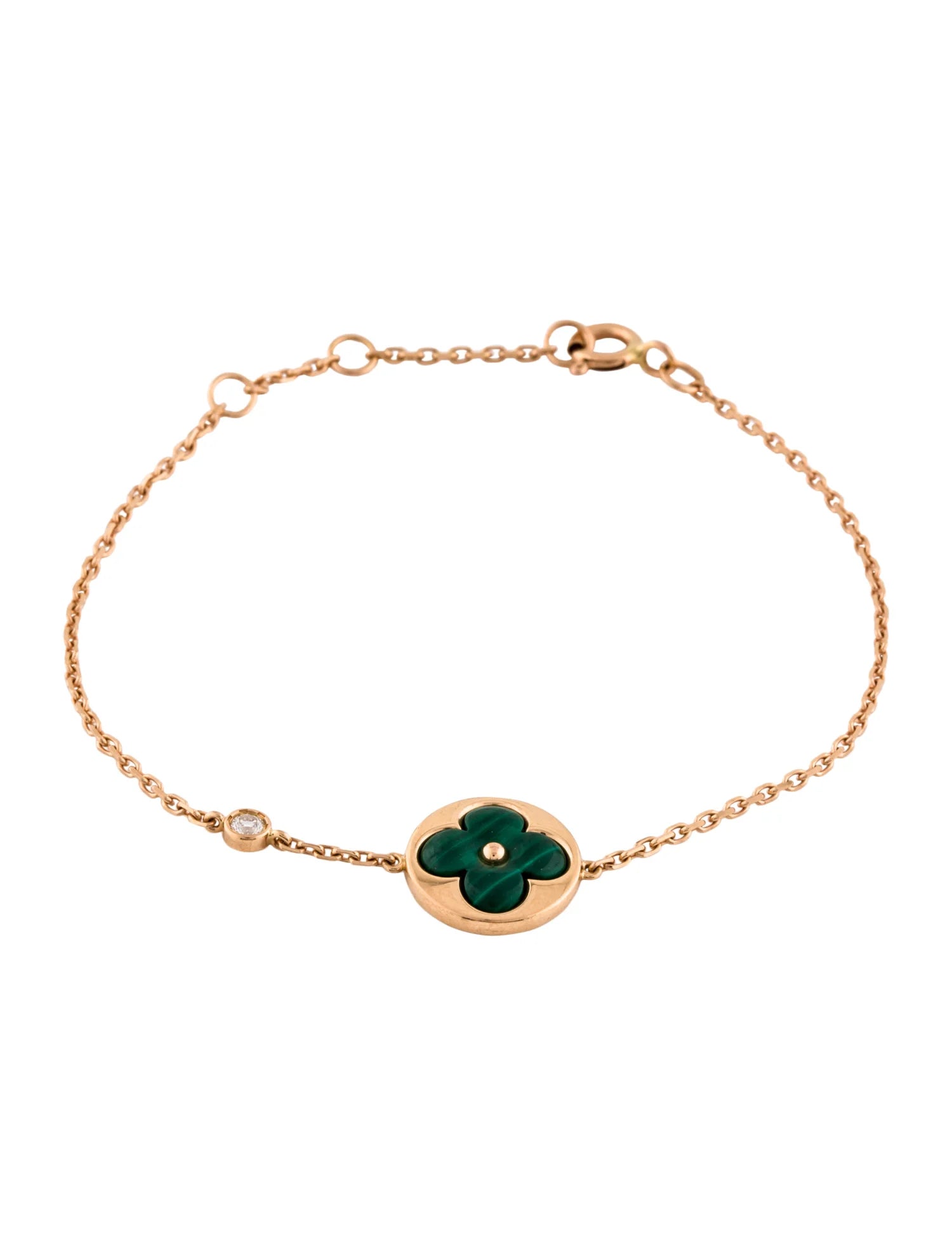 Loco SUN MALACHITE 1 DIAMOND PINK GOLD BRACELET