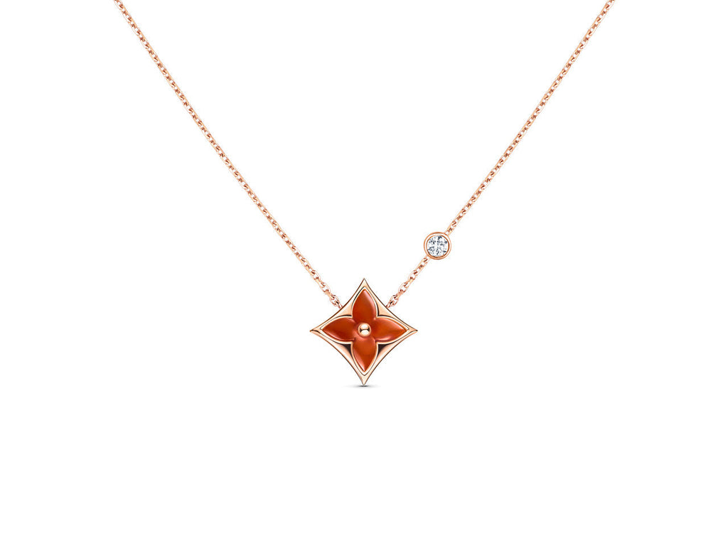Loco STAR NECKLACE PINK GOLD 1 DIAMOND