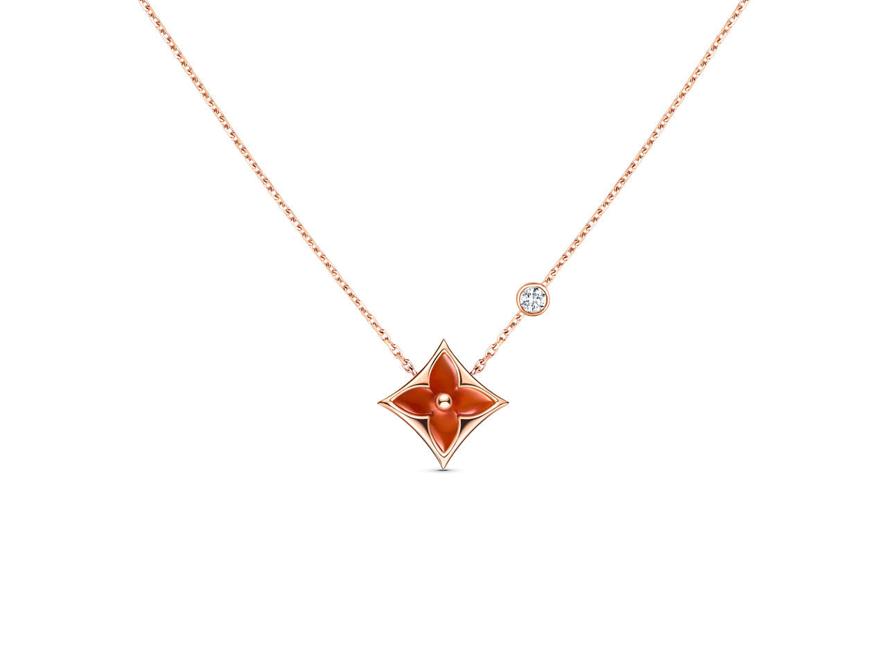Loco STAR NECKLACE PINK GOLD 1 DIAMOND