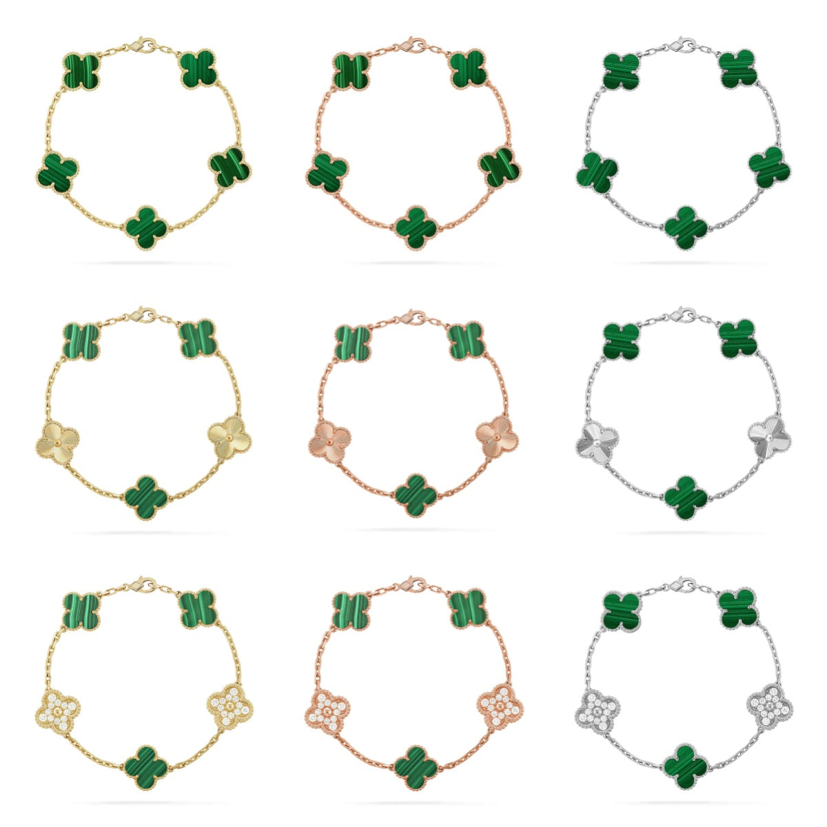 [Loco ]New  CLOVER 5 MOTIF MALACHITE BRACELET COLLECTION
