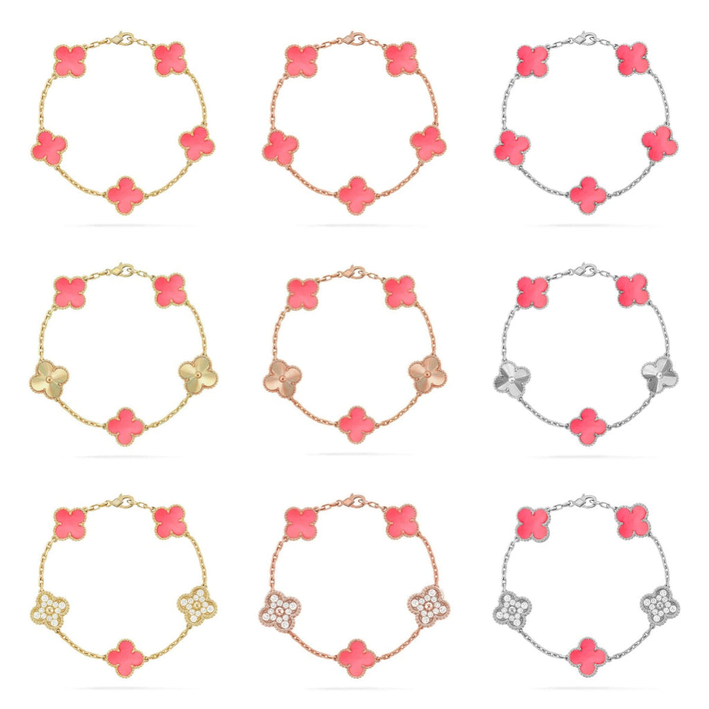 [Loco ]New  CLOVER 5 MOTIFS  PINK MOP BRACELET COLLECTION