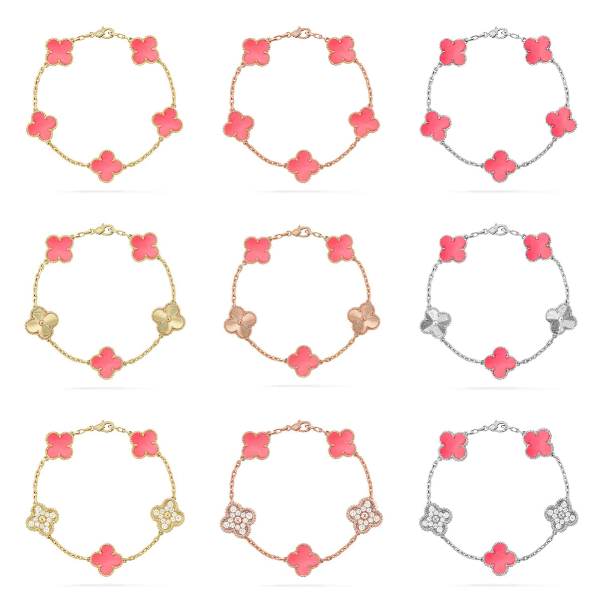 [Loco ]New  CLOVER 5 MOTIFS  PINK MOP BRACELET COLLECTION