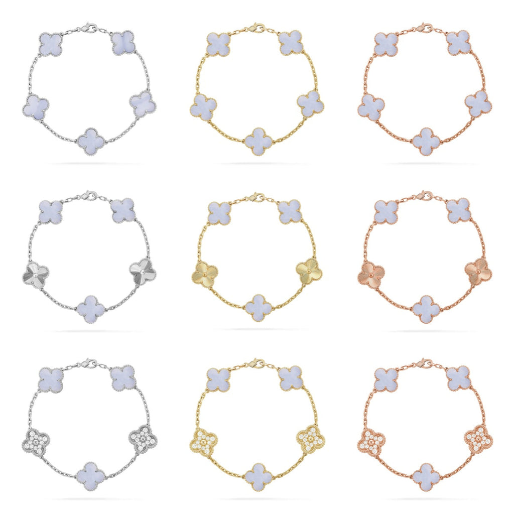 [Loco ]New  CLOVER 5 MOTIF PURPLE CHALCEDONY BRACELET COLLECTION
