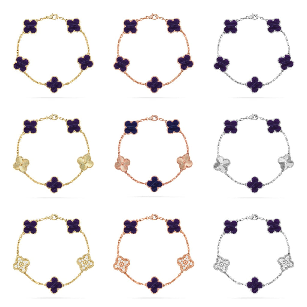 [Loco ]New CLOVER 5 MOTIF PURPLE STRIPES BRACELET COLLECTION