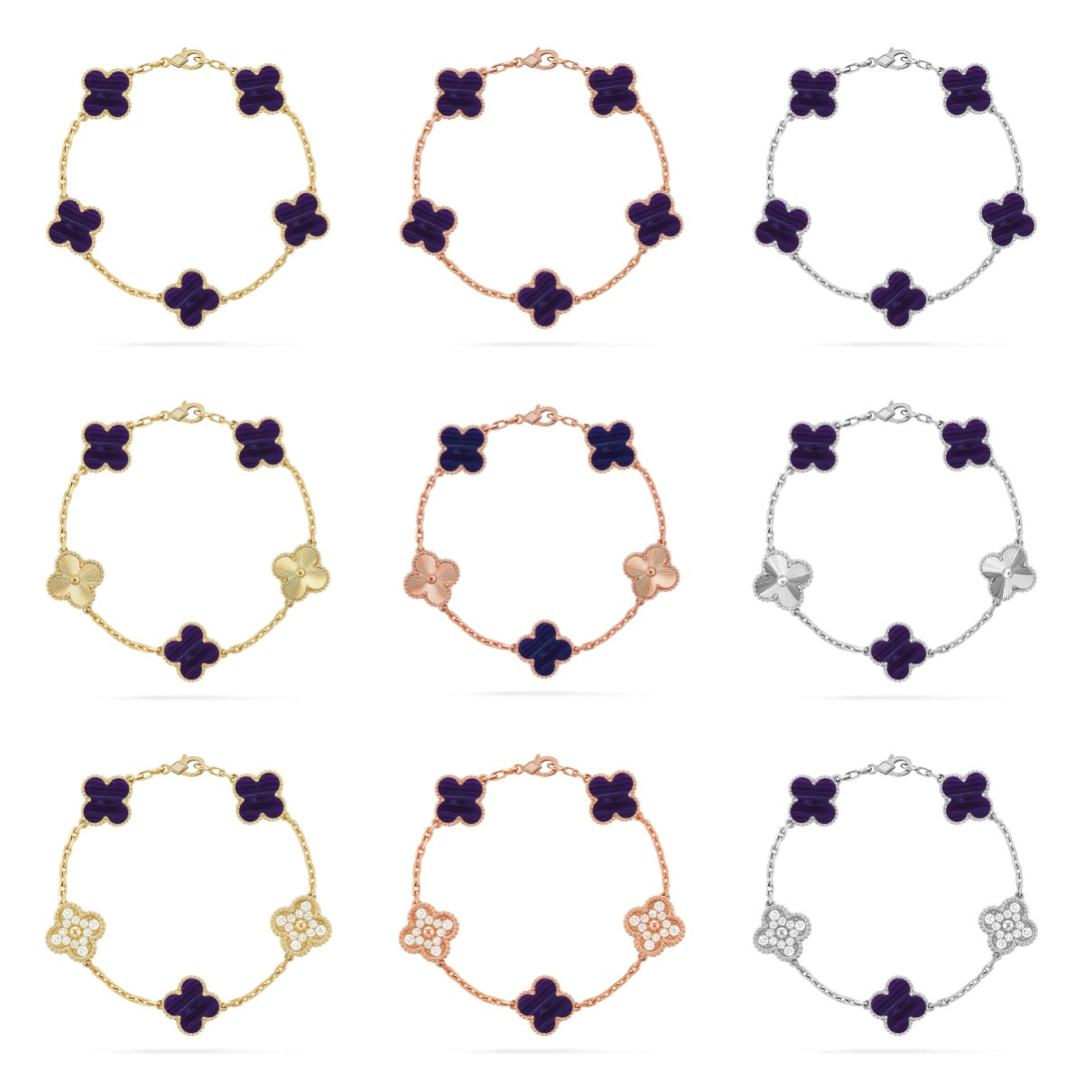 [Loco ]New CLOVER 5 MOTIF PURPLE STRIPES BRACELET COLLECTION