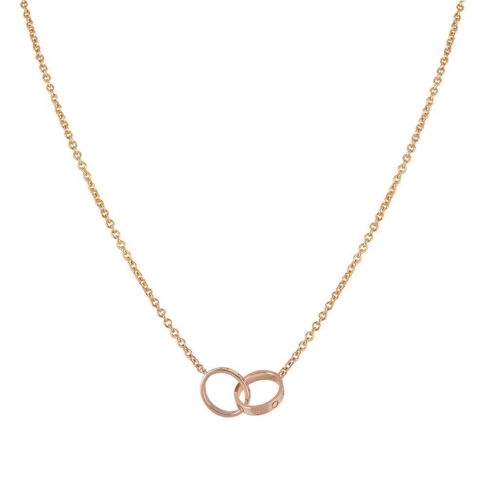 Loco LOVE NECKLACE DOUBLE RING PINK GOLD