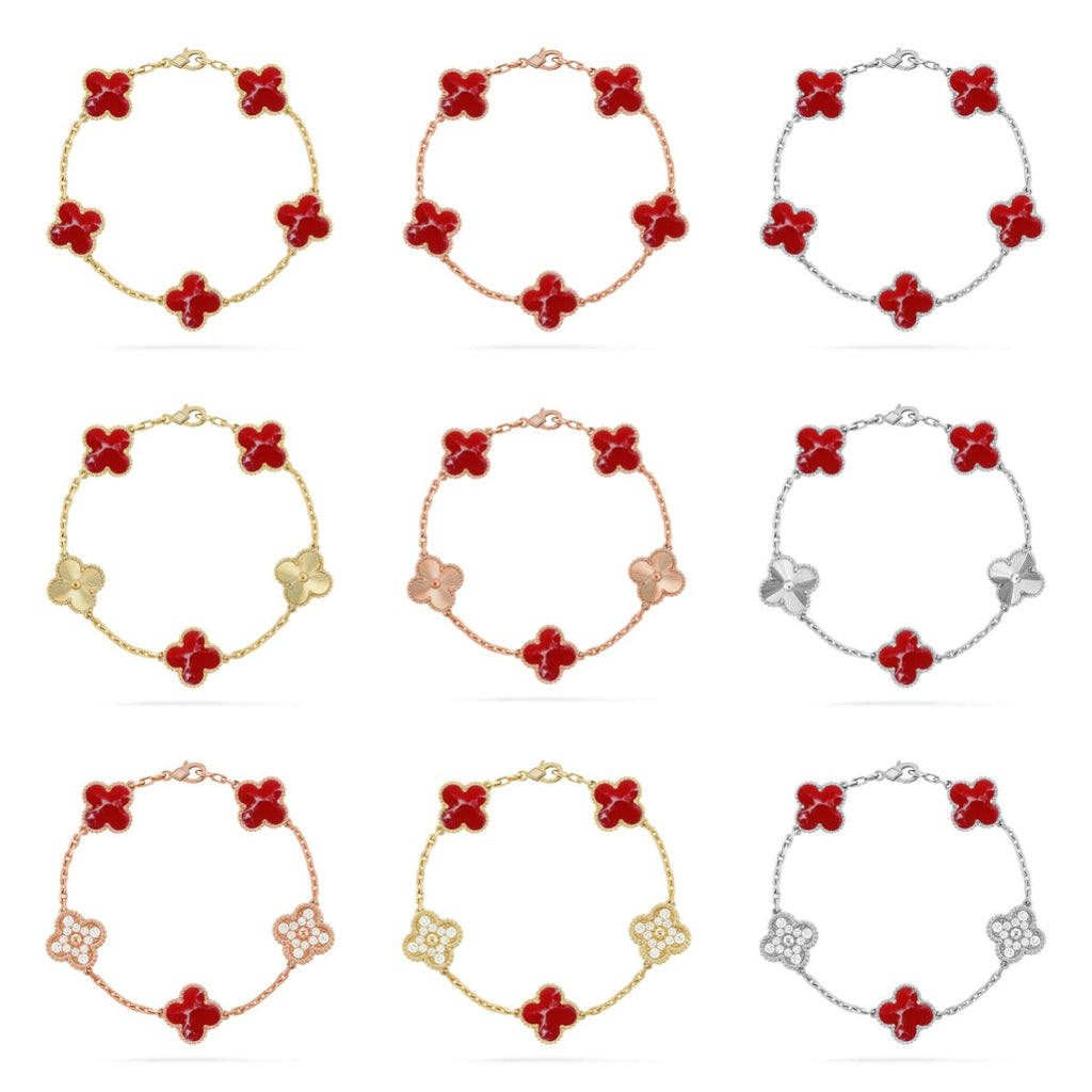 [Loco ]New CLOVER 5 MOTIF RED PATTERN BRACELET COLLECTION