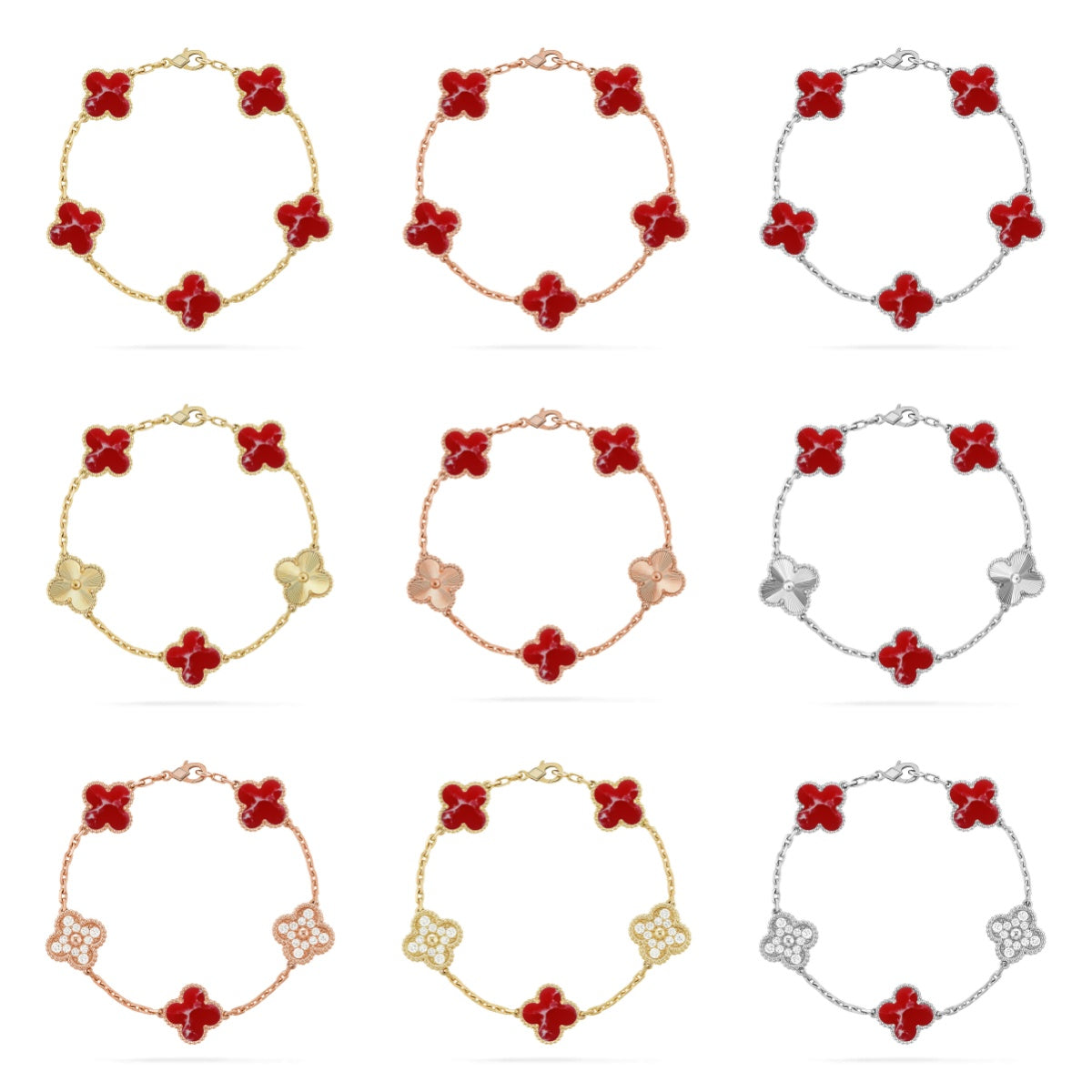 [Loco ]New CLOVER 5 MOTIF RED PATTERN BRACELET COLLECTION