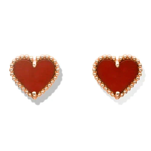 Loco HEART CARNELIAN STUD EARRINGS