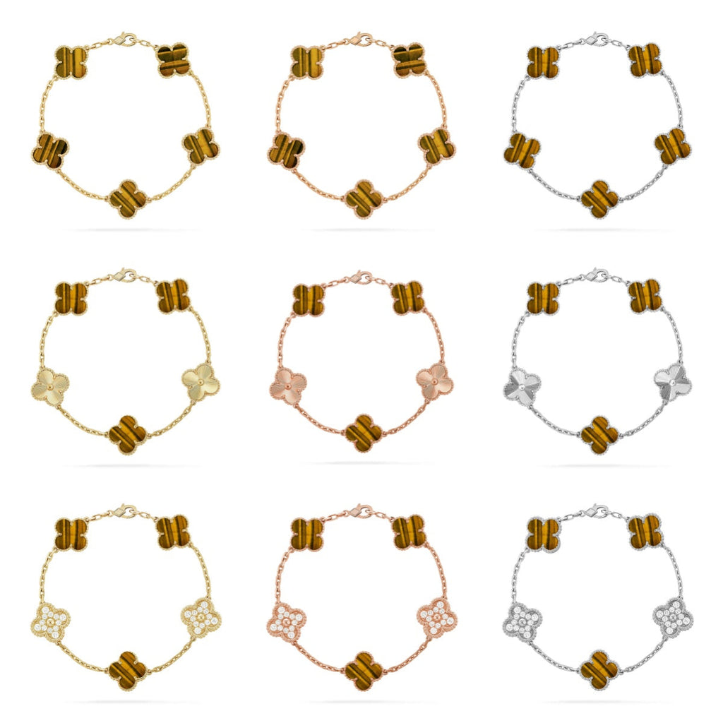 [Loco ]New  CLOVER 5 MOTIFS TIGER EYE BRACELET COLLECTION