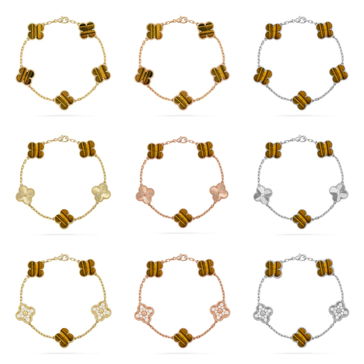 [Loco ]New  CLOVER 5 MOTIFS TIGER EYE BRACELET COLLECTION
