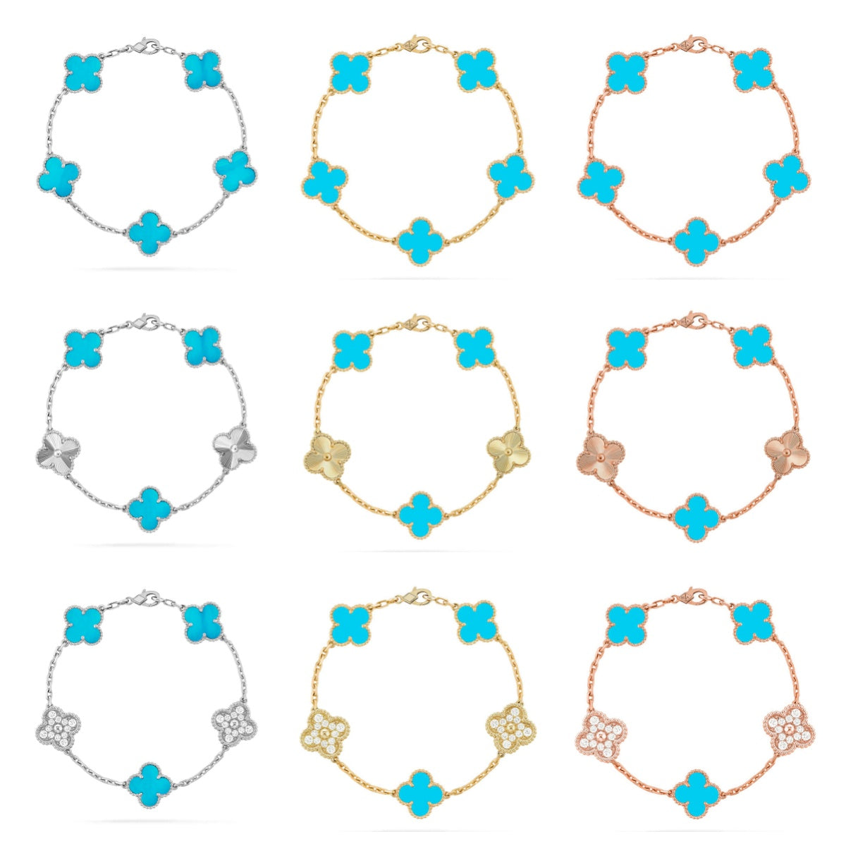 [Loco ]New  CLOVER 5 MOTIF TURQUOISE BRACELET COLLECTION