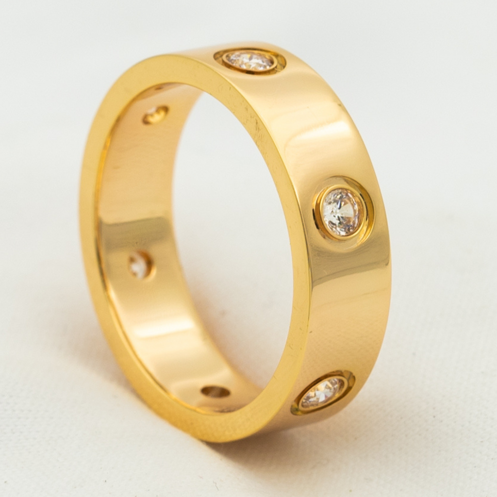 Loco LOVE RING 5.5MM 6 DIAMONDS PINK GOLD