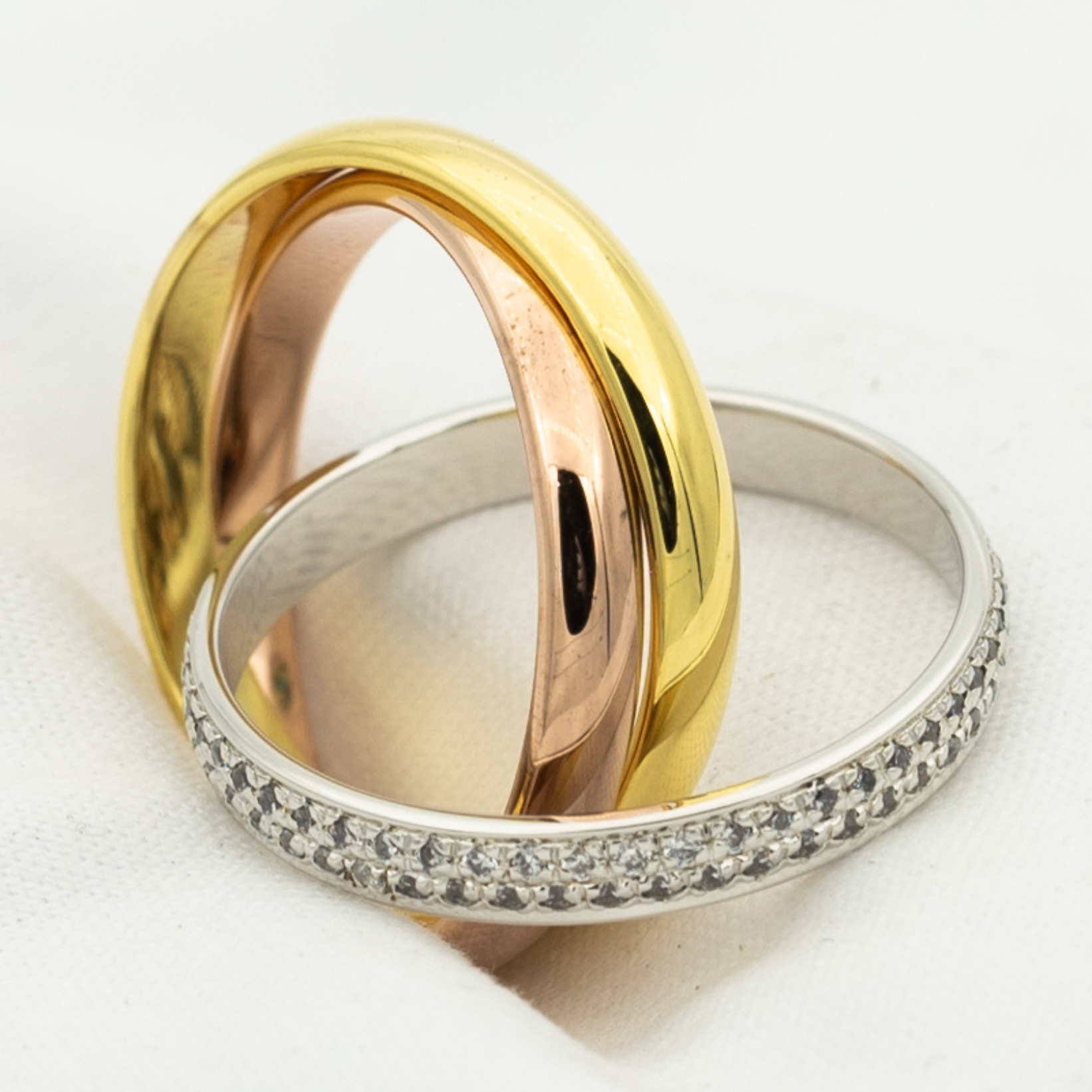 Loco TRINITY RING GOLD PINK GOLD SILVER DIAMONDS