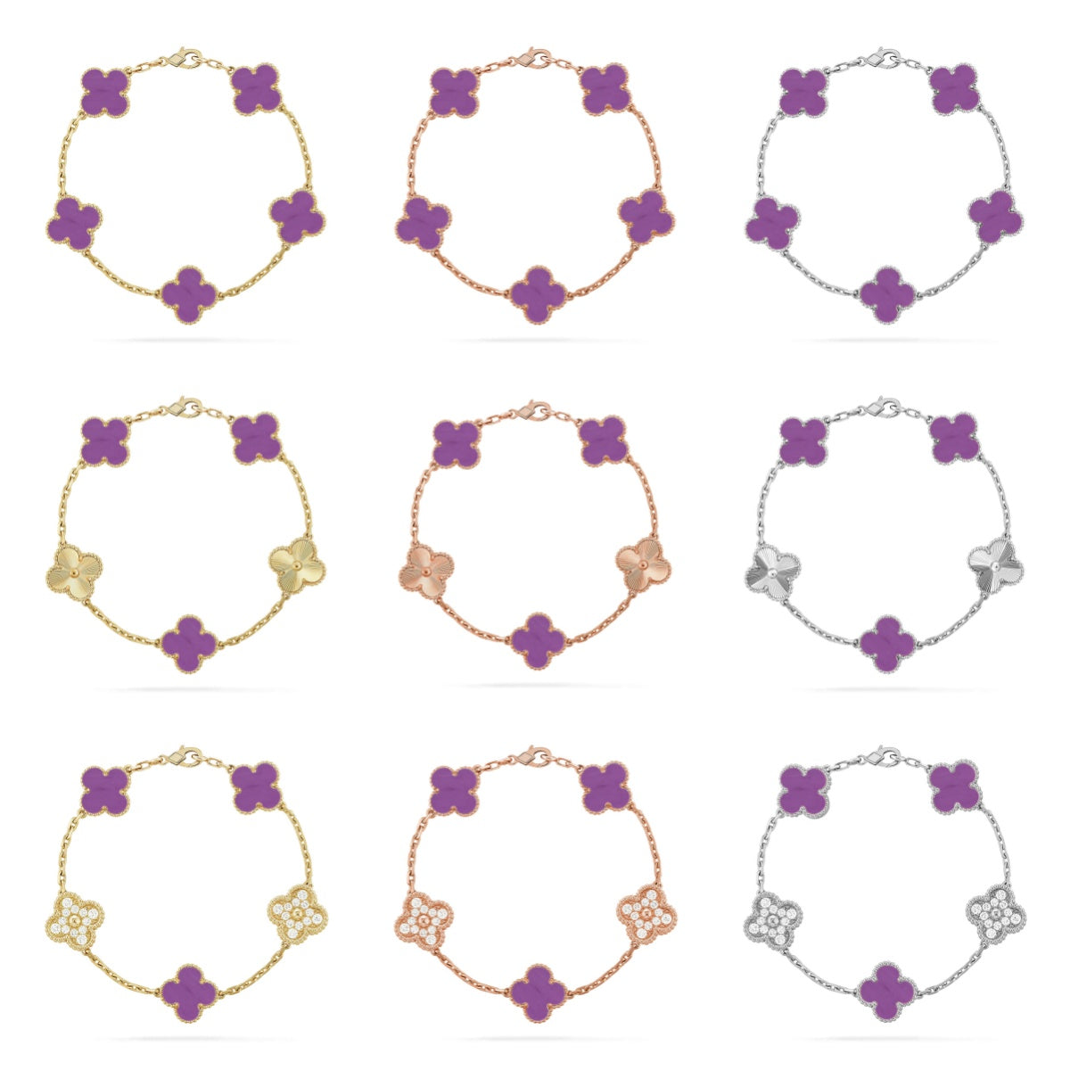 [Loco ]New  CLOVER 5 MOTIF VIOLET BRACELET COLLECTION