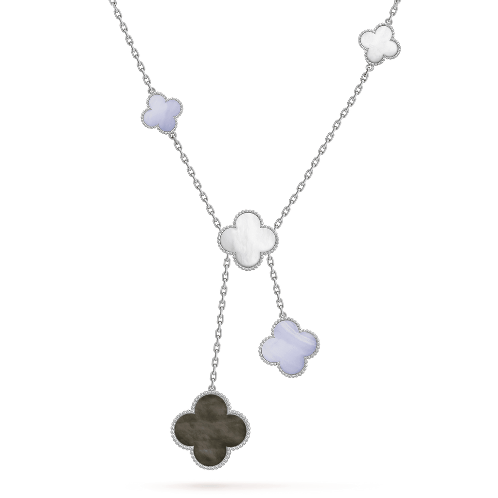 Loco CLOVER MOP CHALCEDONY NECKLACE SILVER 6 MOTIF