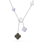 Loco CLOVER MOP CHALCEDONY NECKLACE SILVER 6 MOTIF