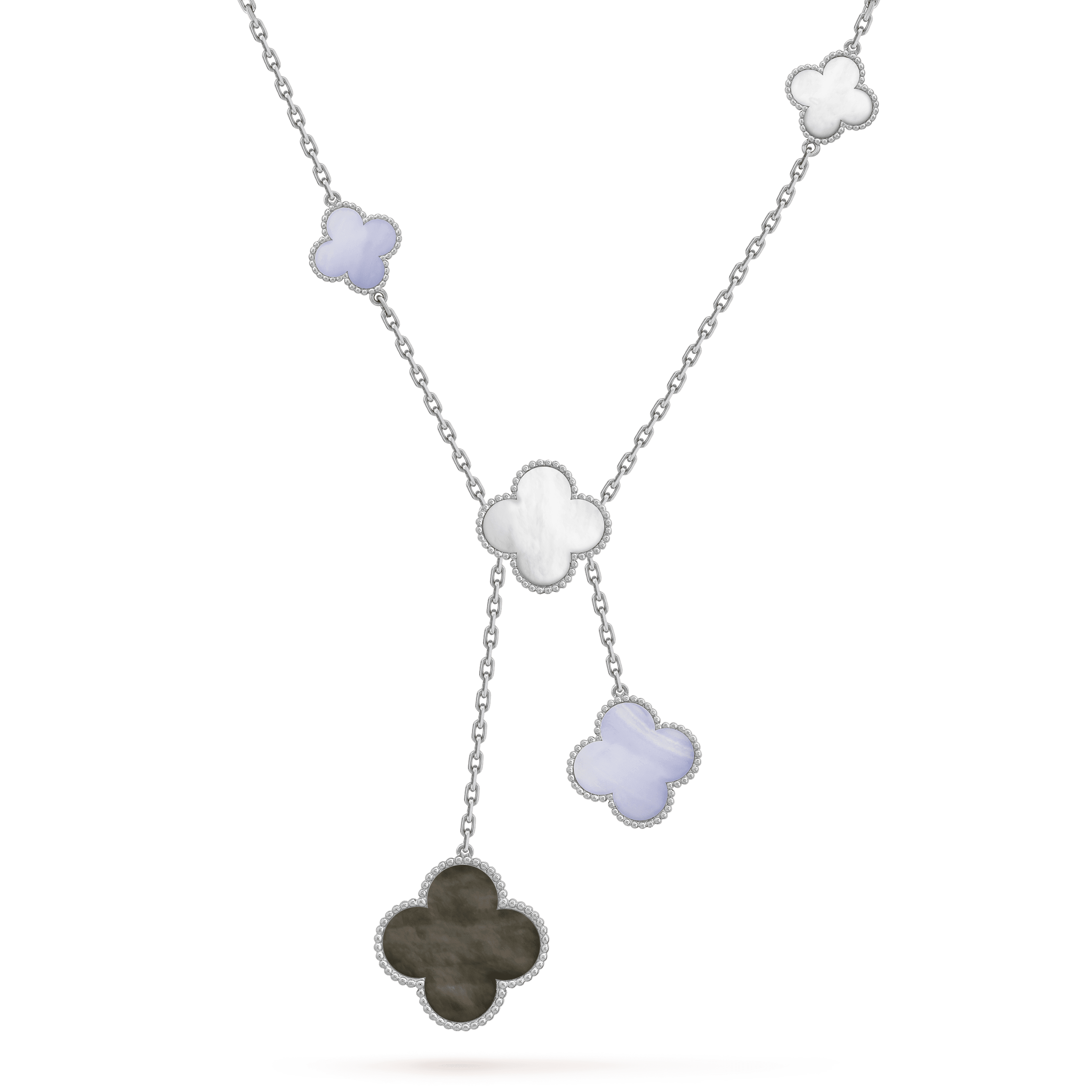 Loco CLOVER MOP CHALCEDONY NECKLACE SILVER 6 MOTIF