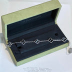 Loco CLOVER 5 MOTIF VEINED ONYX BRACELET SILVER