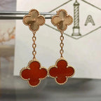 Loco CLOVER 2 MOTIF  LASER CARNELIAN EARRINGS